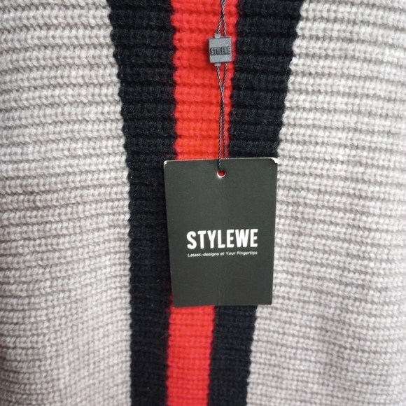 Stylewe NWT Color Block Boat Neck Dolman Batwing Sleeve Sweater Size Medium - Picture 6 of 12